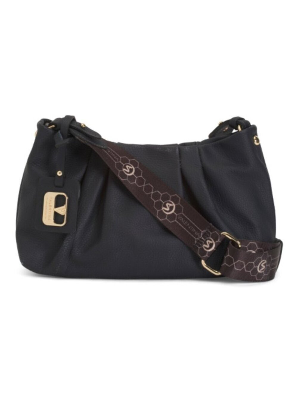 VALENTINA Made In Italy Leather Pleated Shoulder Bag